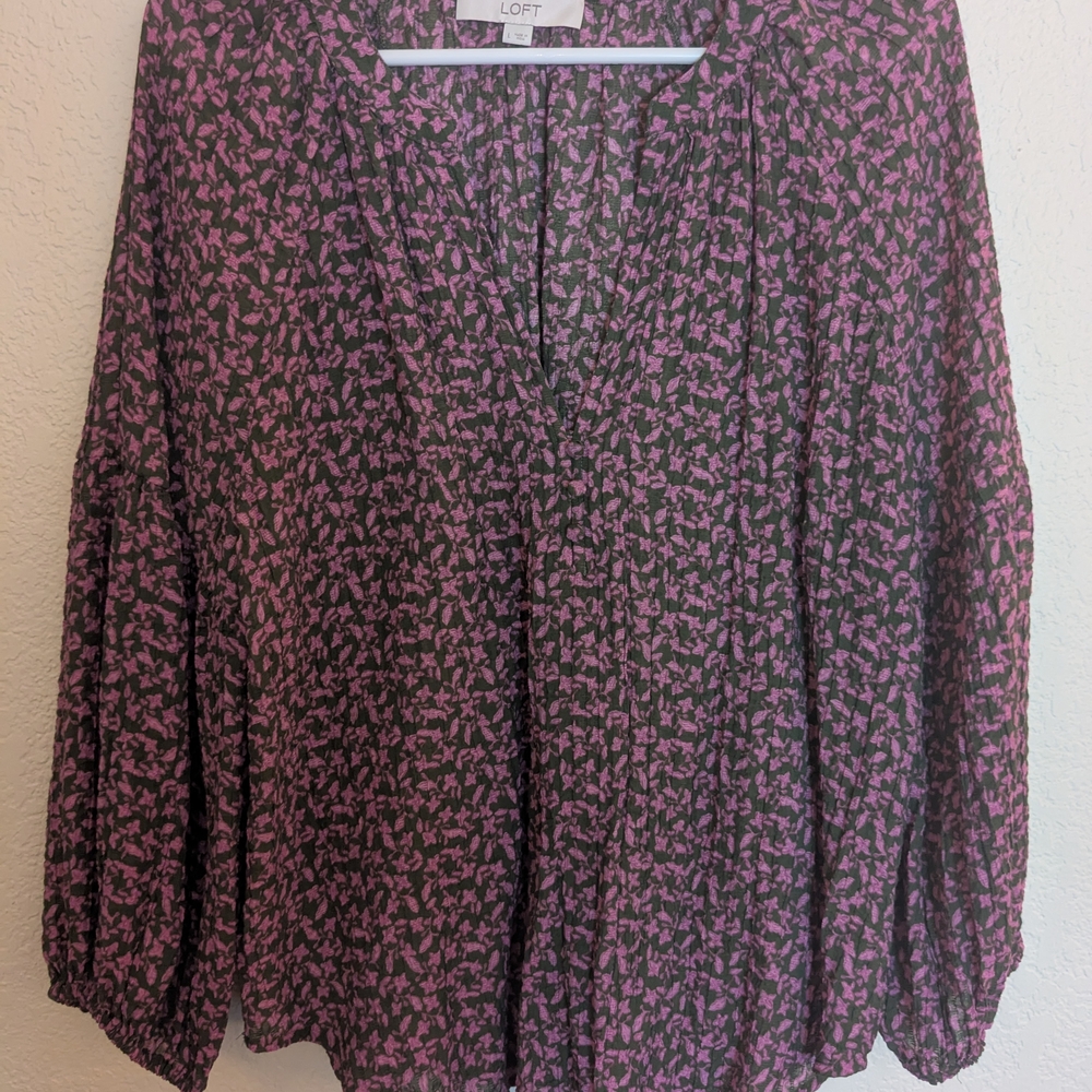 LOFT Women's Floral Billow Sleeve Blouse
